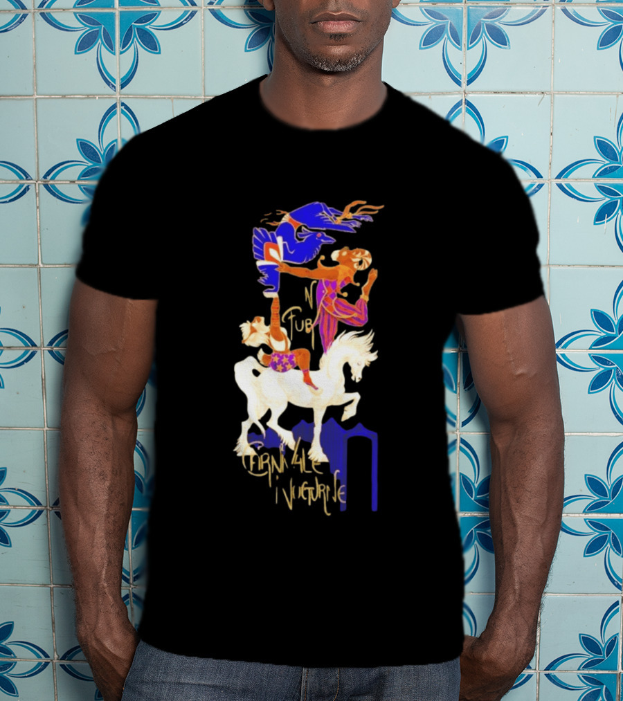 Carnivale Nocturne Jester And Horse With Vibrant Circus Animal And Bird T-Shirt