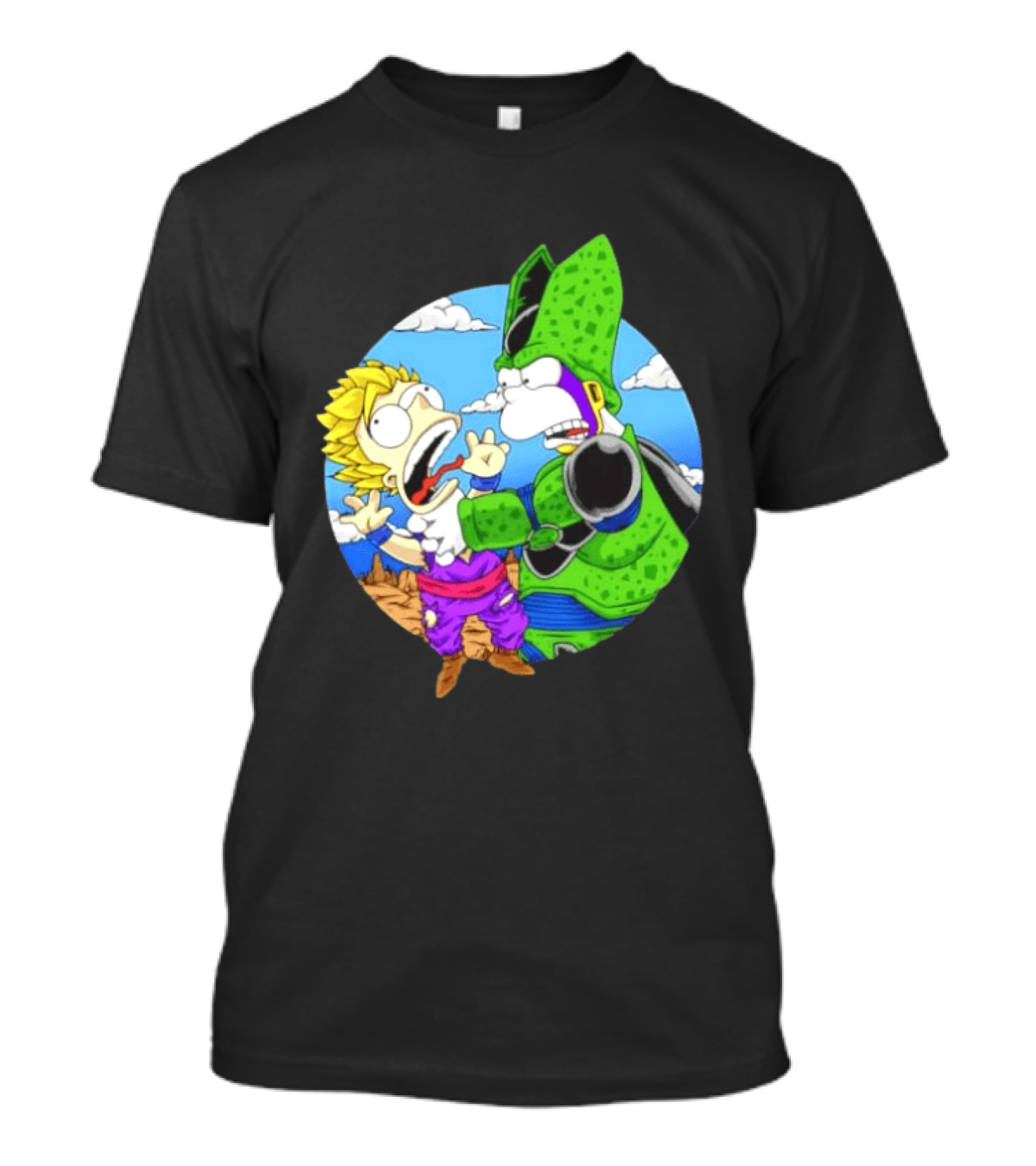 Gohan Cell Dragon Ball Z Bart Homer Simpson Mashup Clash T-Shirt