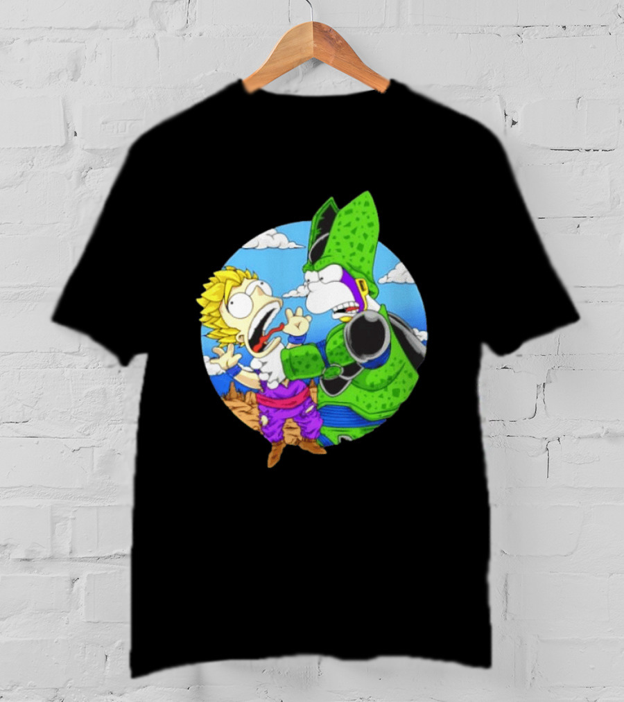 Gohan Cell Dragon Ball Z Bart Homer Simpson Mashup Clash T-Shirt