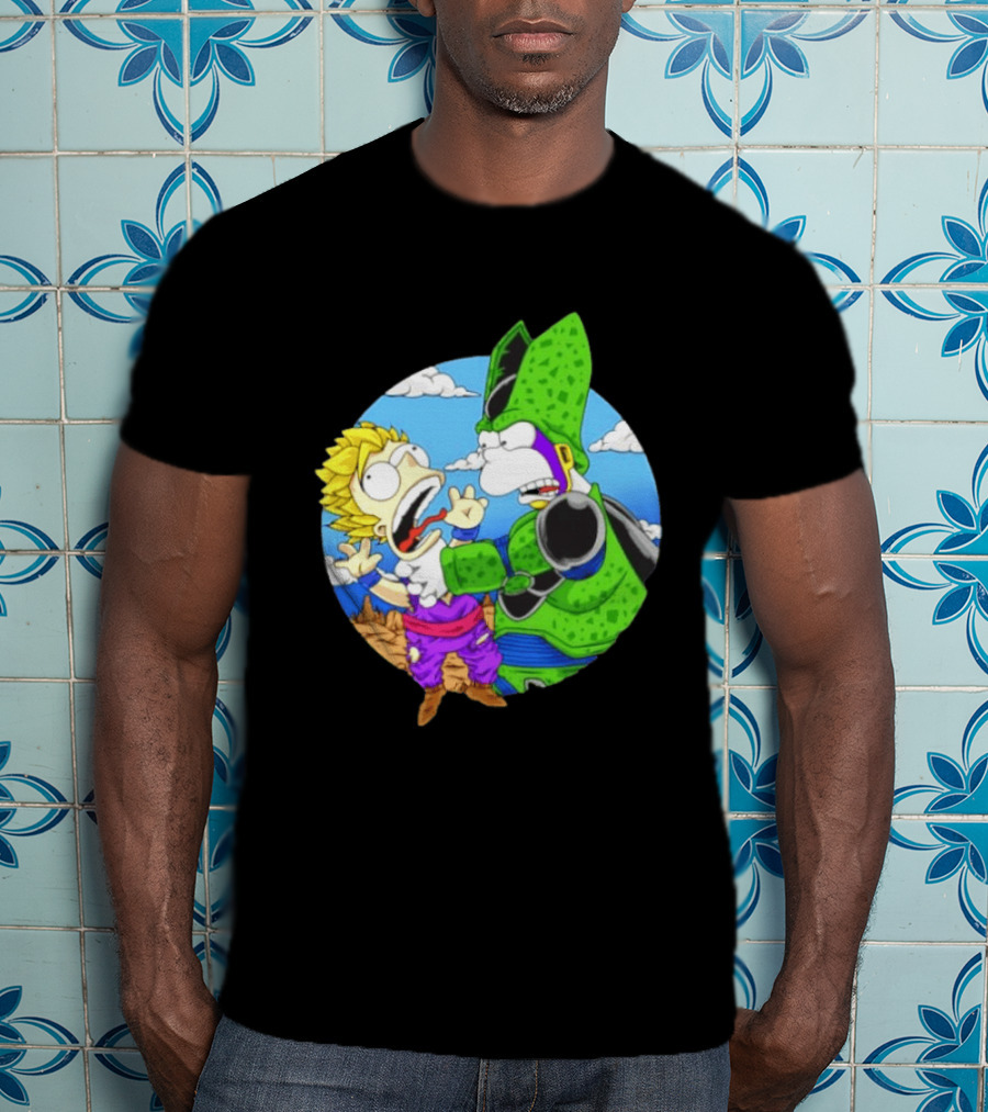 Gohan Cell Dragon Ball Z Bart Homer Simpson Mashup Clash T-Shirt