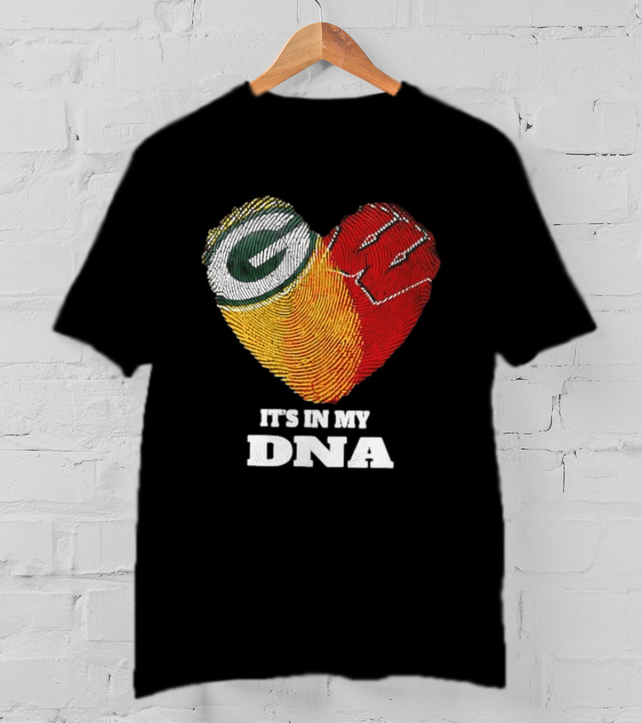 Green Bay Packers It's In My DNA Heart Fingerprint T-Shirt