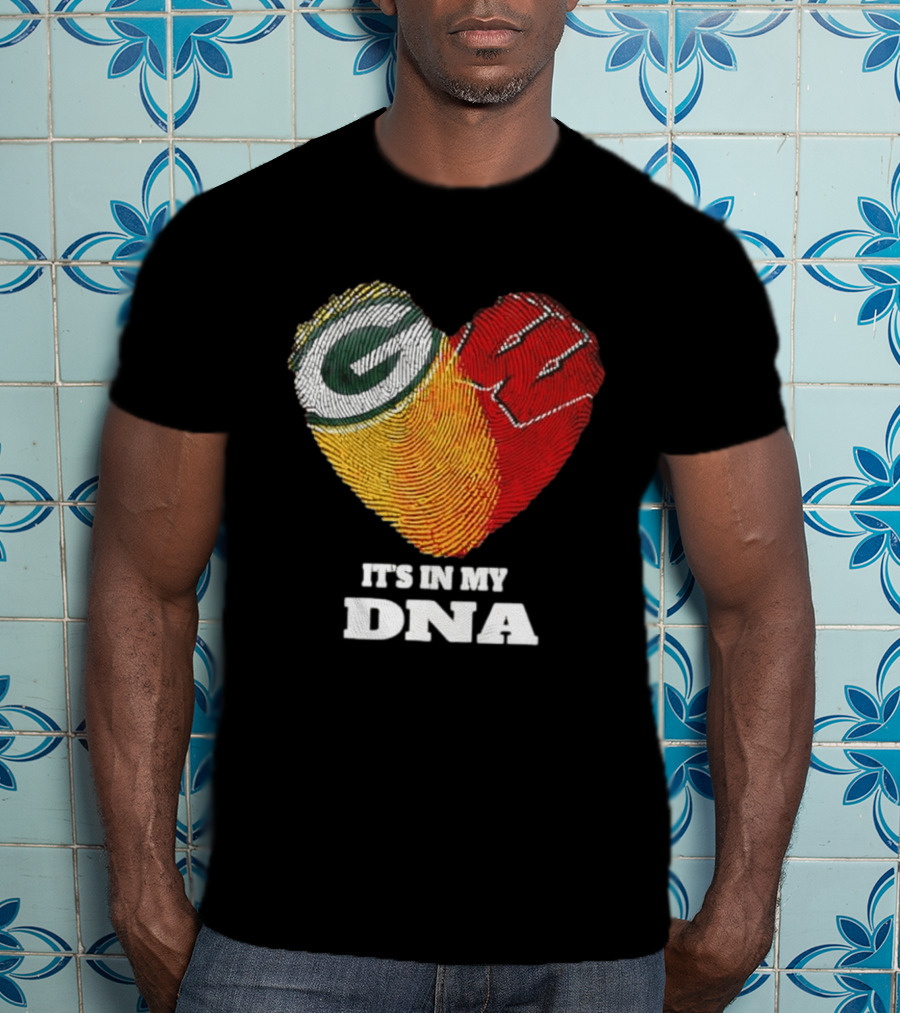 Green Bay Packers It's In My DNA Heart Fingerprint T-Shirt