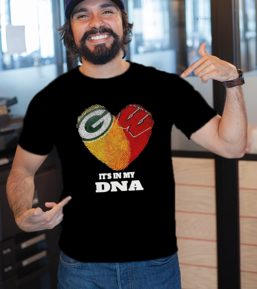 Green Bay Packers It's In My DNA Heart Fingerprint T-Shirt