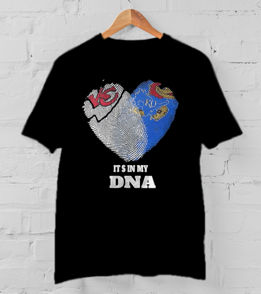 Kansas City Chiefs KU Jayhawks It's In My DNA Heart Fingerprint T-Shirt