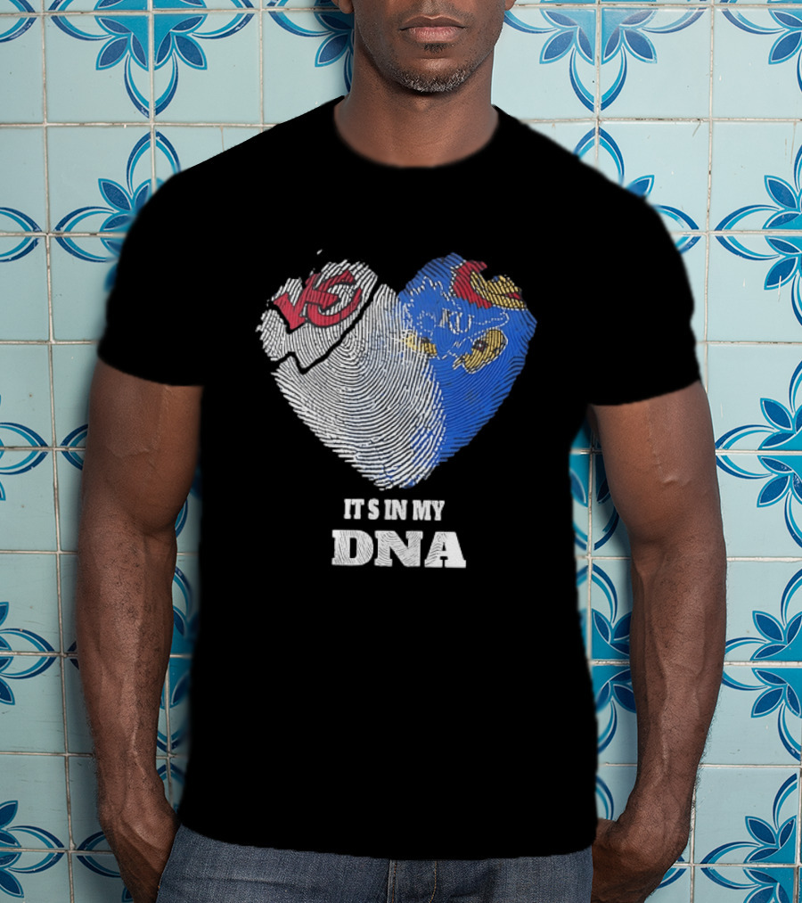 Kansas City Chiefs KU Jayhawks It's In My DNA Heart Fingerprint T-Shirt