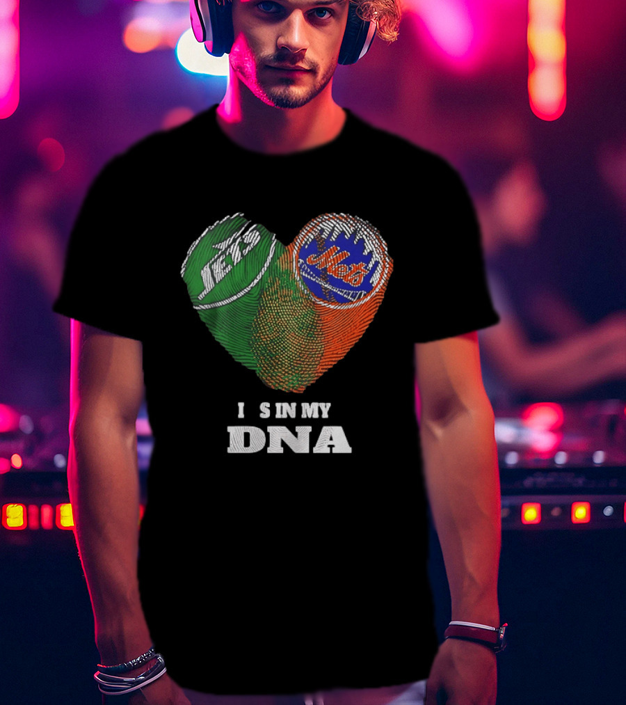 New York Jets Mets Heart Fingerprint It Is In My DNA T-Shirt