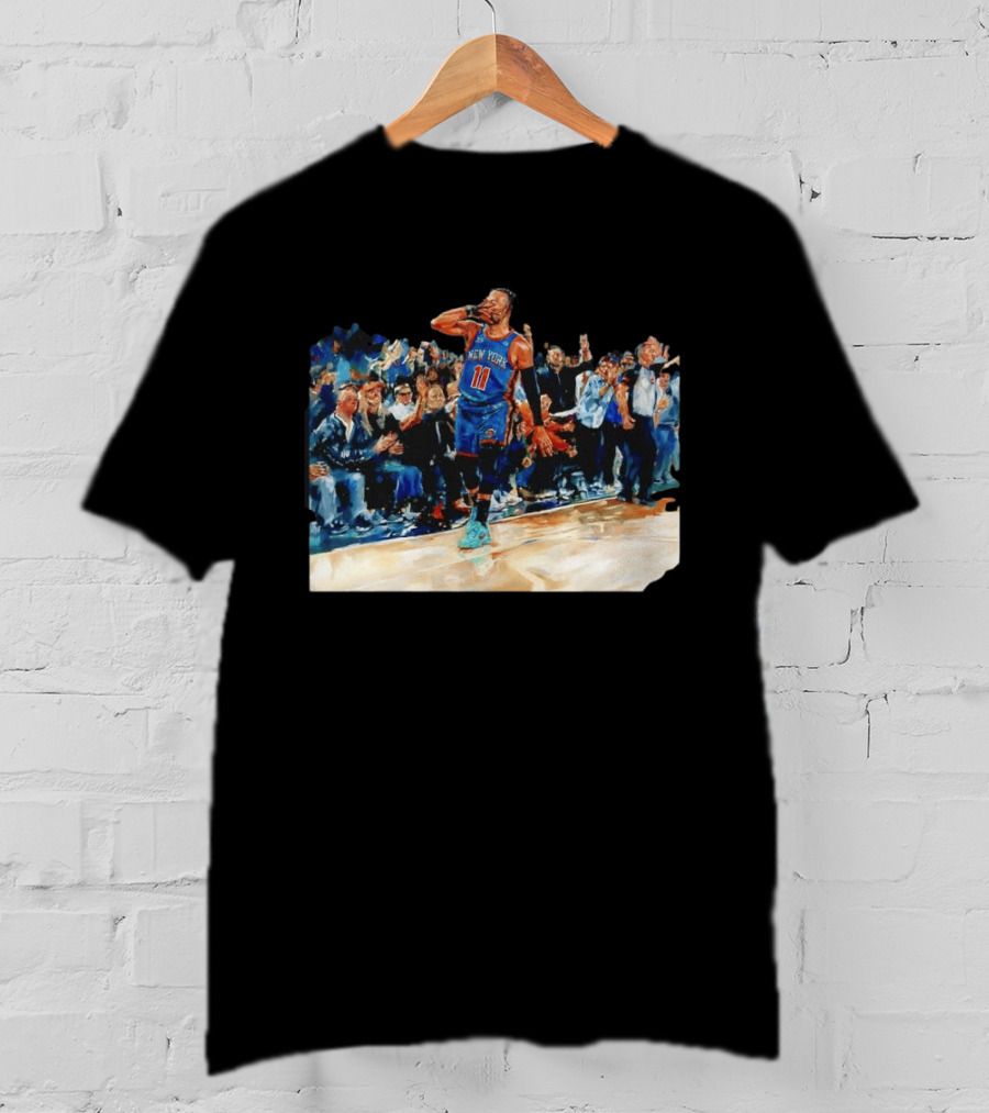 Jalen Brunson New York Knicks NBA Oil Painting Player In Action T-Shirt