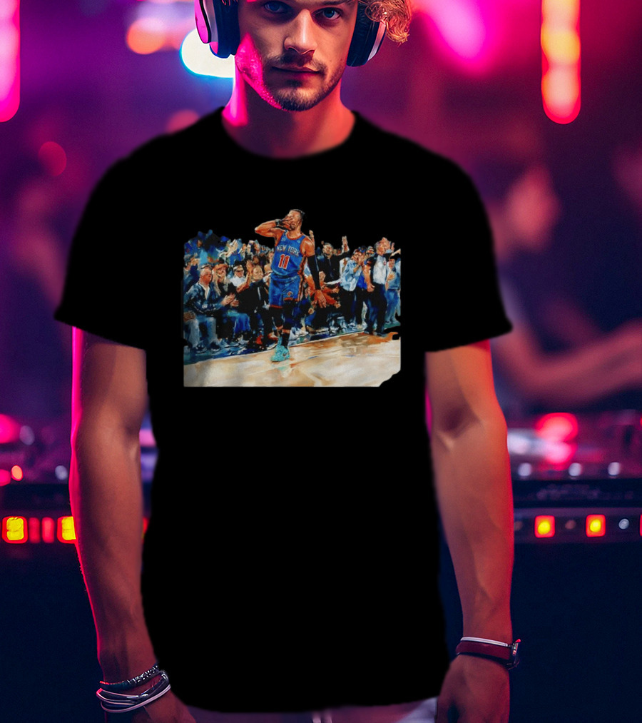 Jalen Brunson New York Knicks NBA Oil Painting Player In Action T-Shirt