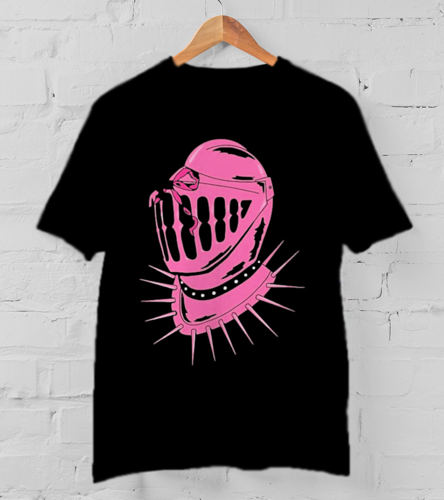 Knight Helmet With Pink Bow And Spiked Choker Aesthetic T-Shirt