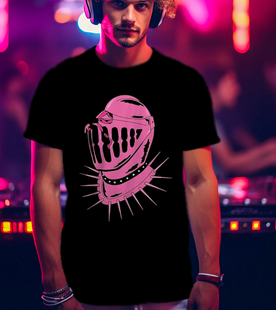 Knight Helmet With Pink Bow And Spiked Choker Aesthetic T-Shirt