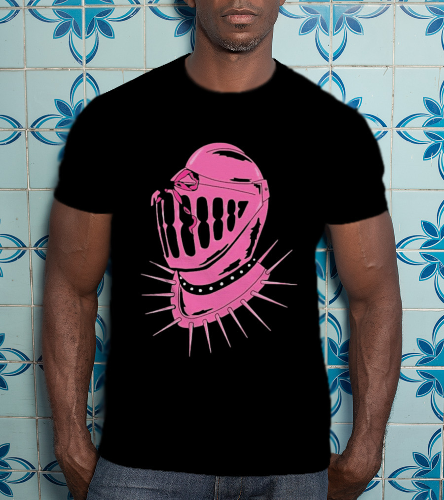 Knight Helmet With Pink Bow And Spiked Choker Aesthetic T-Shirt