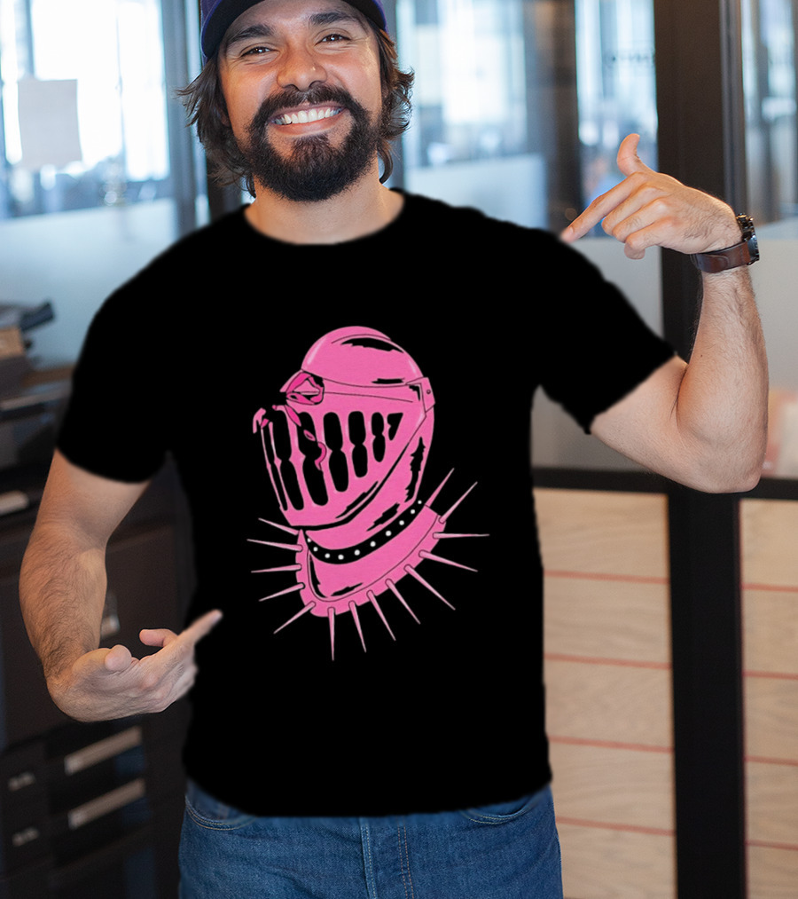 Knight Helmet With Pink Bow And Spiked Choker Aesthetic T-Shirt