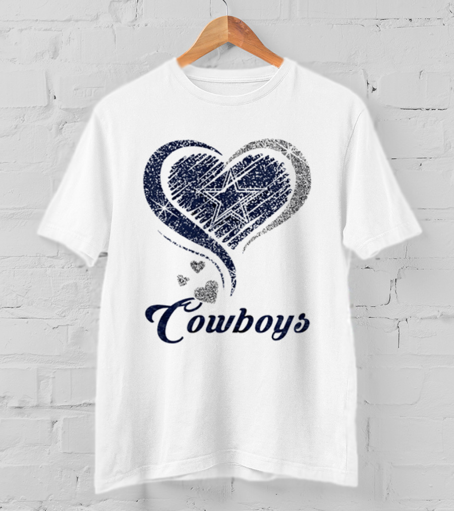 Dallas Cowboys Heart Glitter T-Shirt