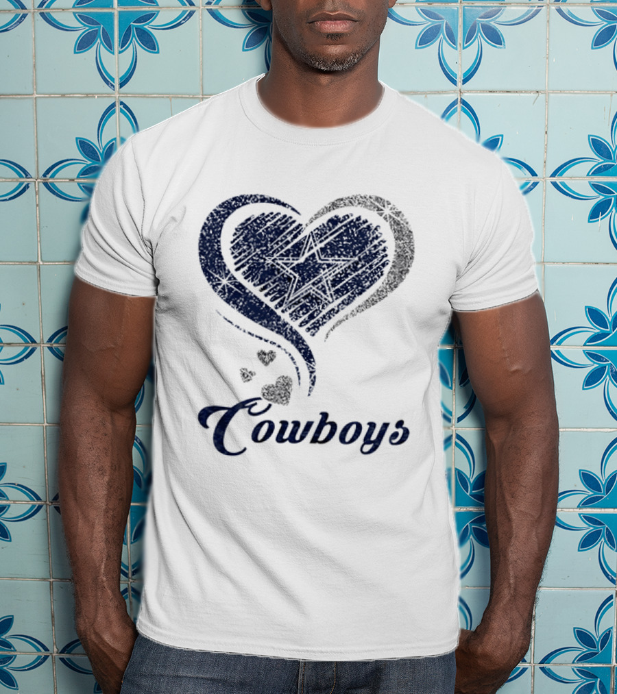 Dallas Cowboys Heart Glitter T-Shirt