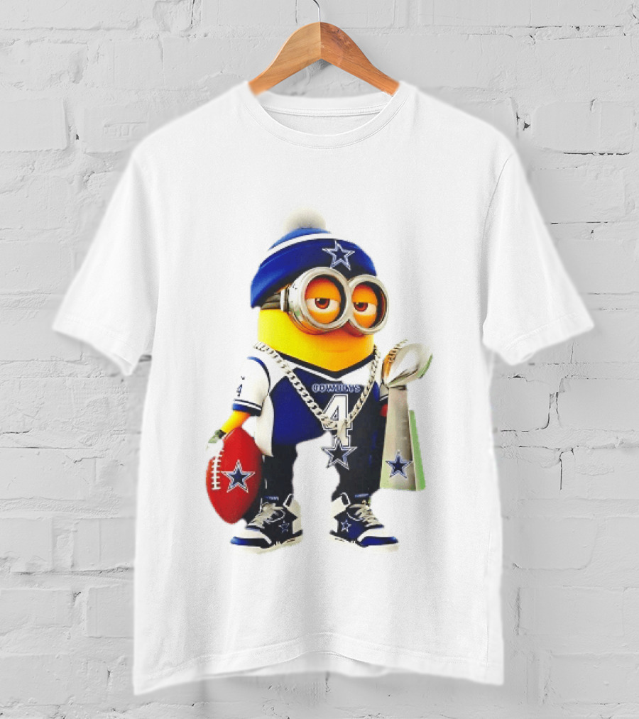 Dallas Cowboys Minion With Lombardi Trophy And Football T-Shirt