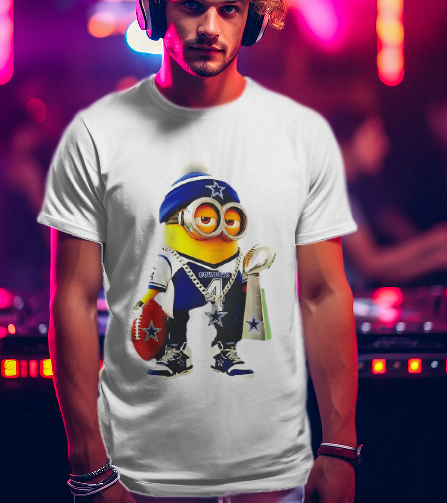 Dallas Cowboys Minion With Lombardi Trophy And Football T-Shirt