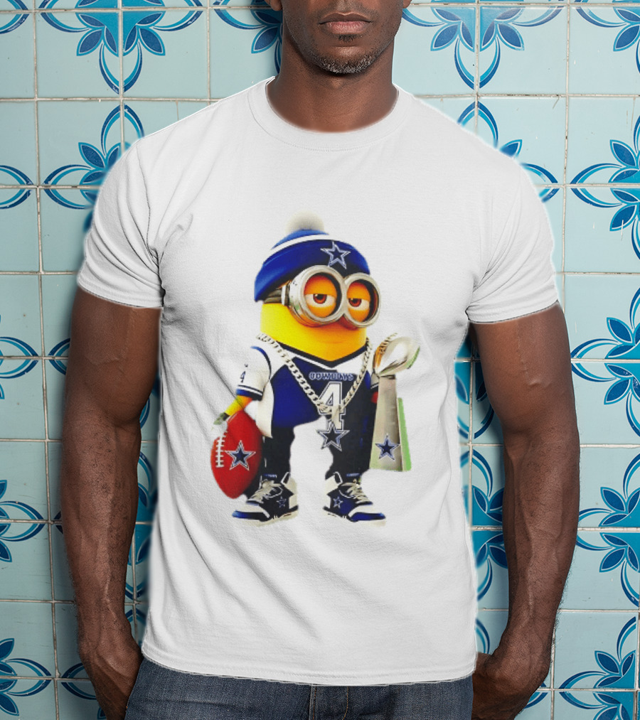 Dallas Cowboys Minion With Lombardi Trophy And Football T-Shirt