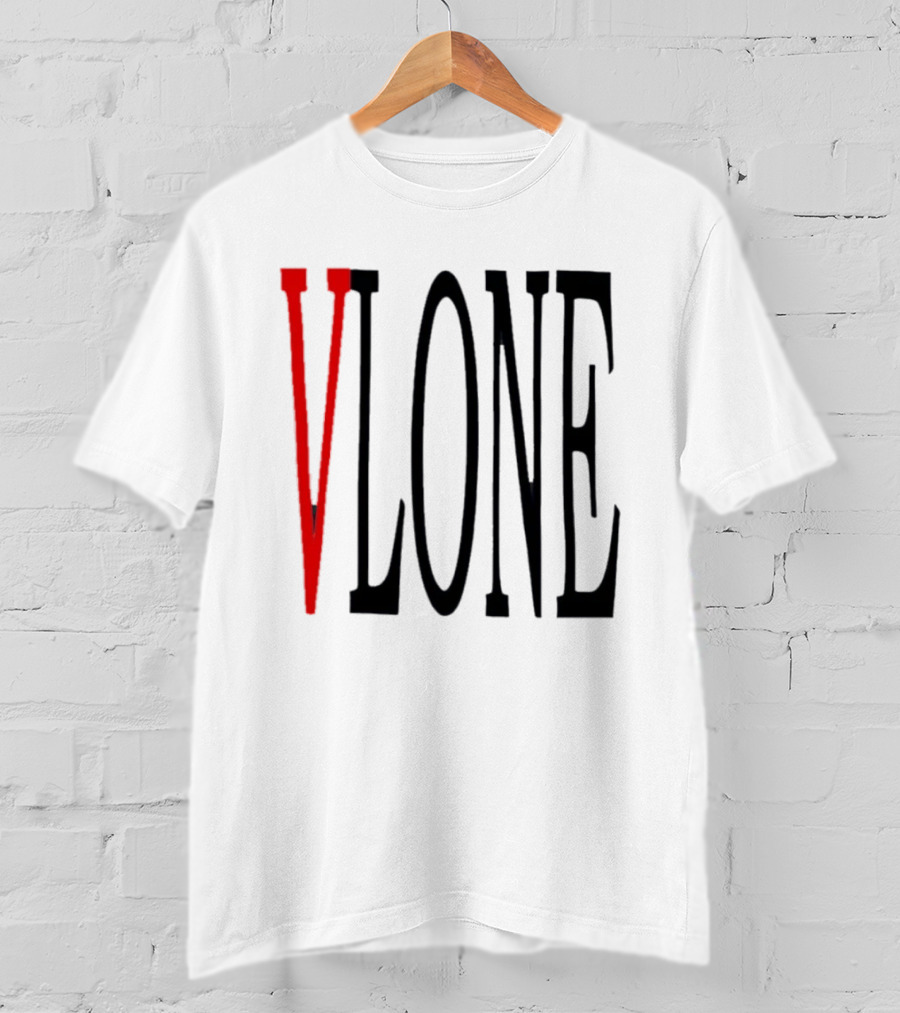 Vlone Logo Red V Black Font Streetwear Fashion T-Shirt