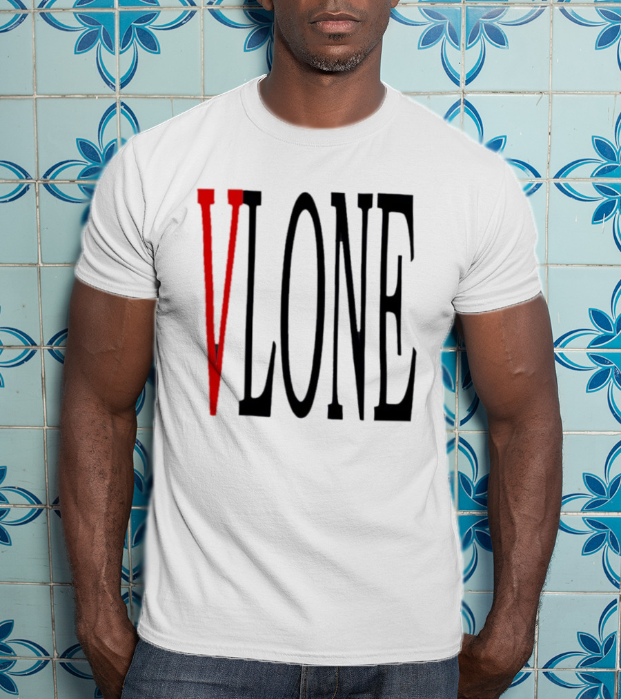 Vlone Logo Red V Black Font Streetwear Fashion T-Shirt