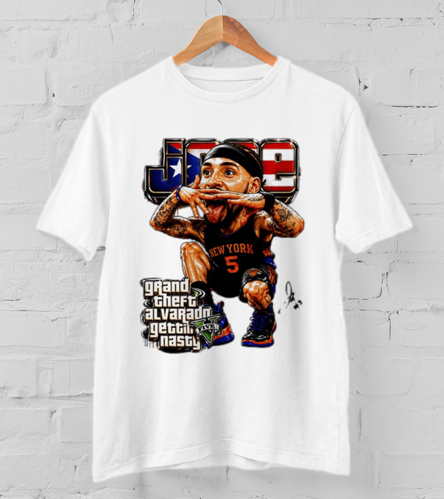 Grand Theft Alvarado New York Knicks Gettin Nasty Caricature T-Shirt
