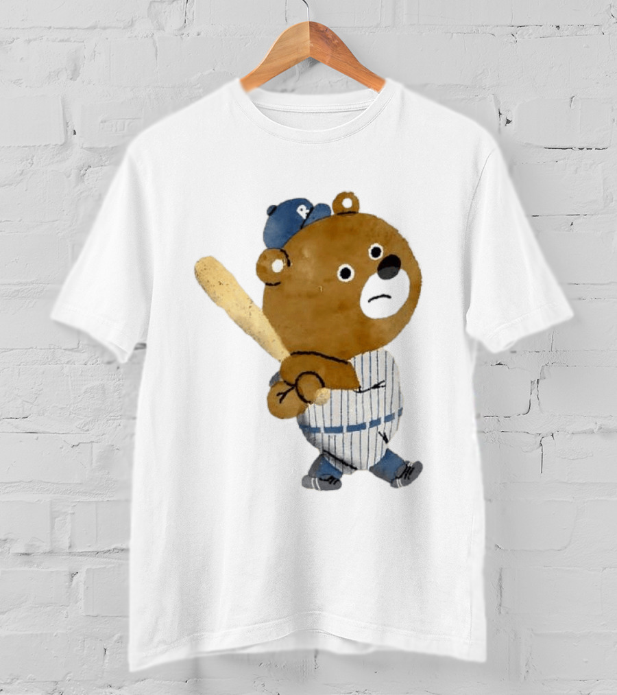 Kuma Bear Takuto Nakagawa Baseball Player Character In Striped Uniform T-Shirt