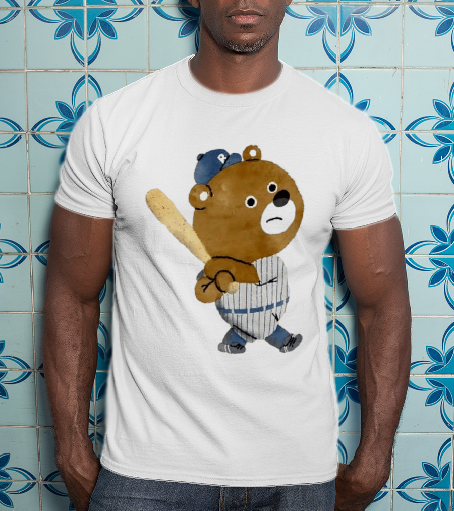 Kuma Bear Takuto Nakagawa Baseball Player Character In Striped Uniform T-Shirt