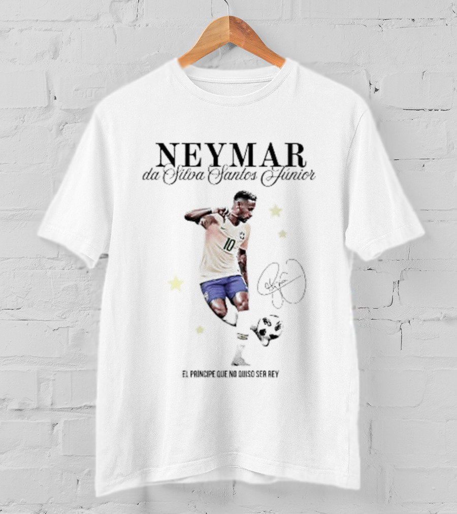 Neymar Da Silva Santos Junior Brazil National Soccer Icon Number 10 Yellow Jersey T-Shirt
