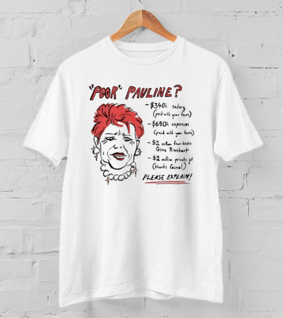 POOR PAULINE 340k Salary Expenses Political Satire Please Explain T-Shirt