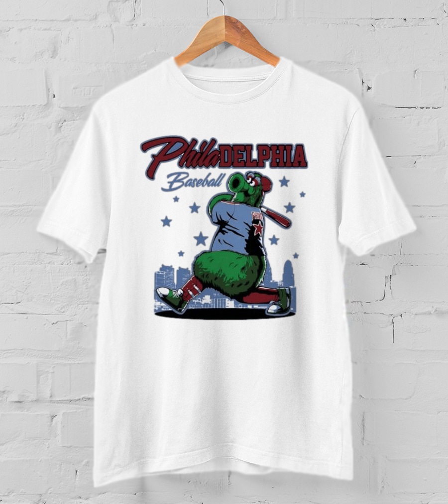 Phillie Phanatic Philadelphia Baseball Phillies MLB Skyline Stars T-Shirt