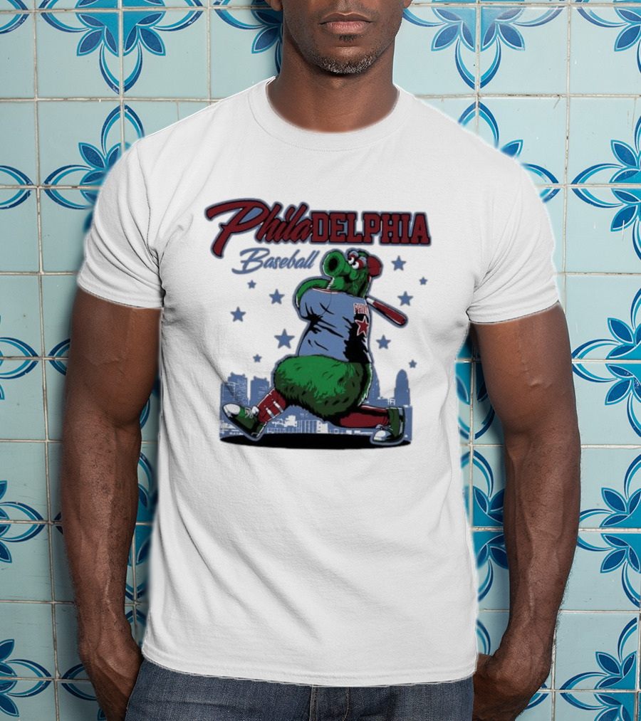 Phillie Phanatic Philadelphia Baseball Phillies MLB Skyline Stars T-Shirt