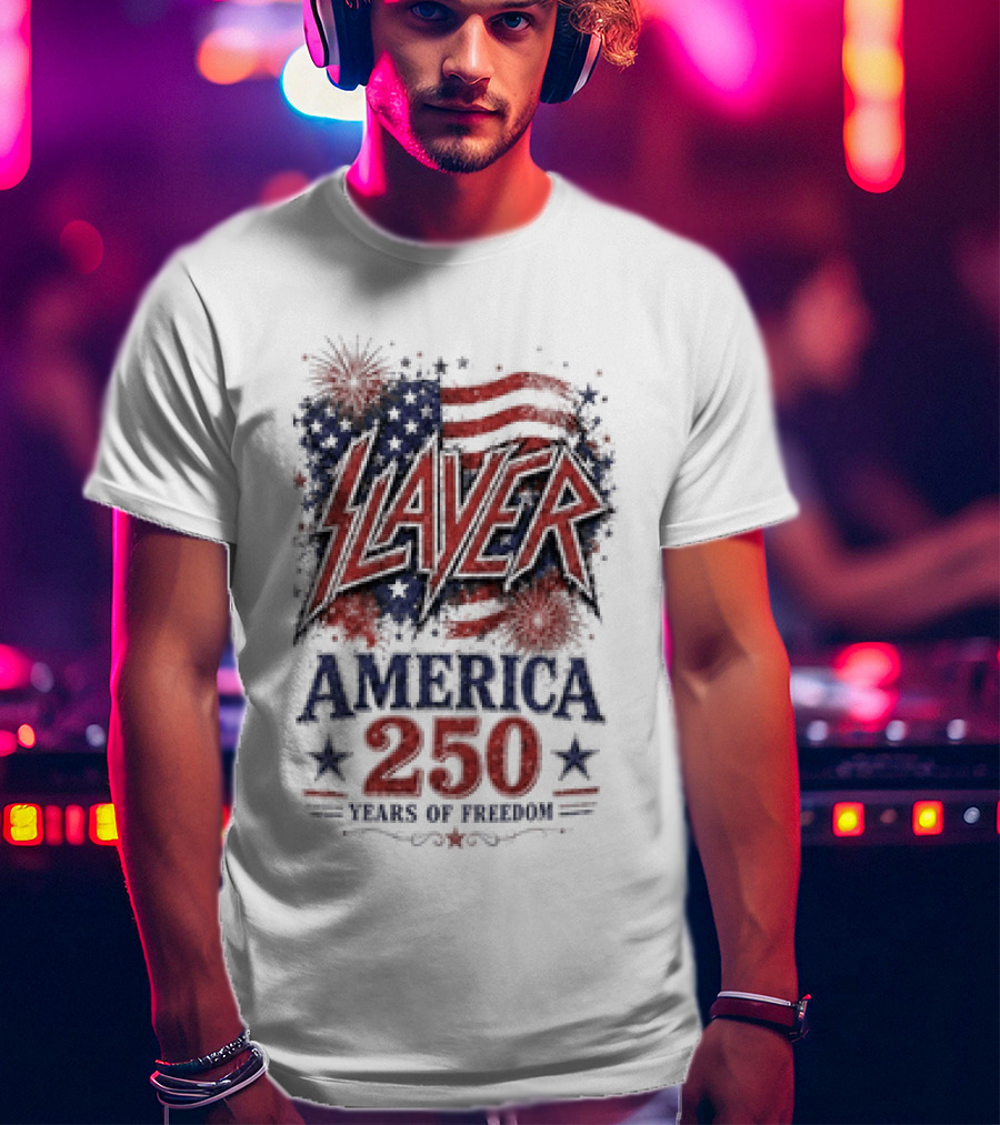 Slayer America 250 Years Of Freedom Stars And Stripes T-Shirt