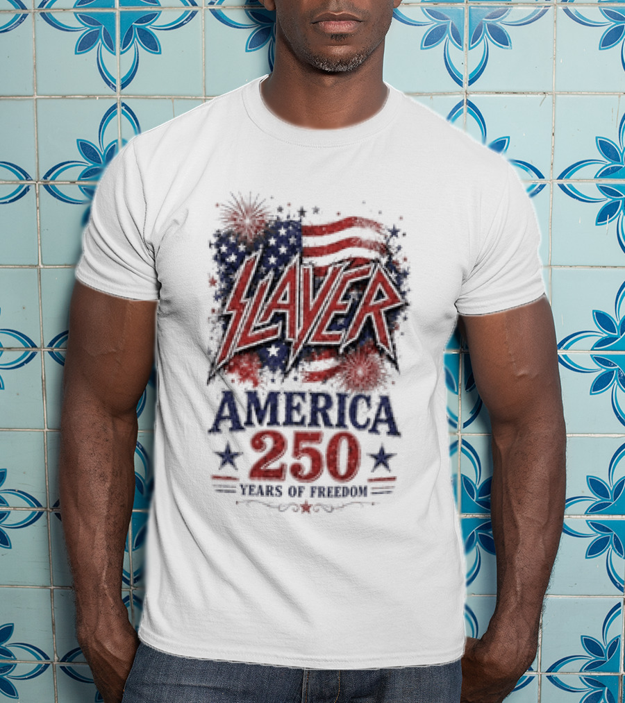 Slayer America 250 Years Of Freedom Stars And Stripes T-Shirt