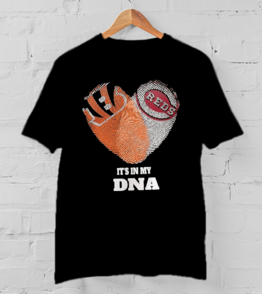 Bengals Reds It's In My DNA Handprint Football Baseball Fan Gear T-Shirt