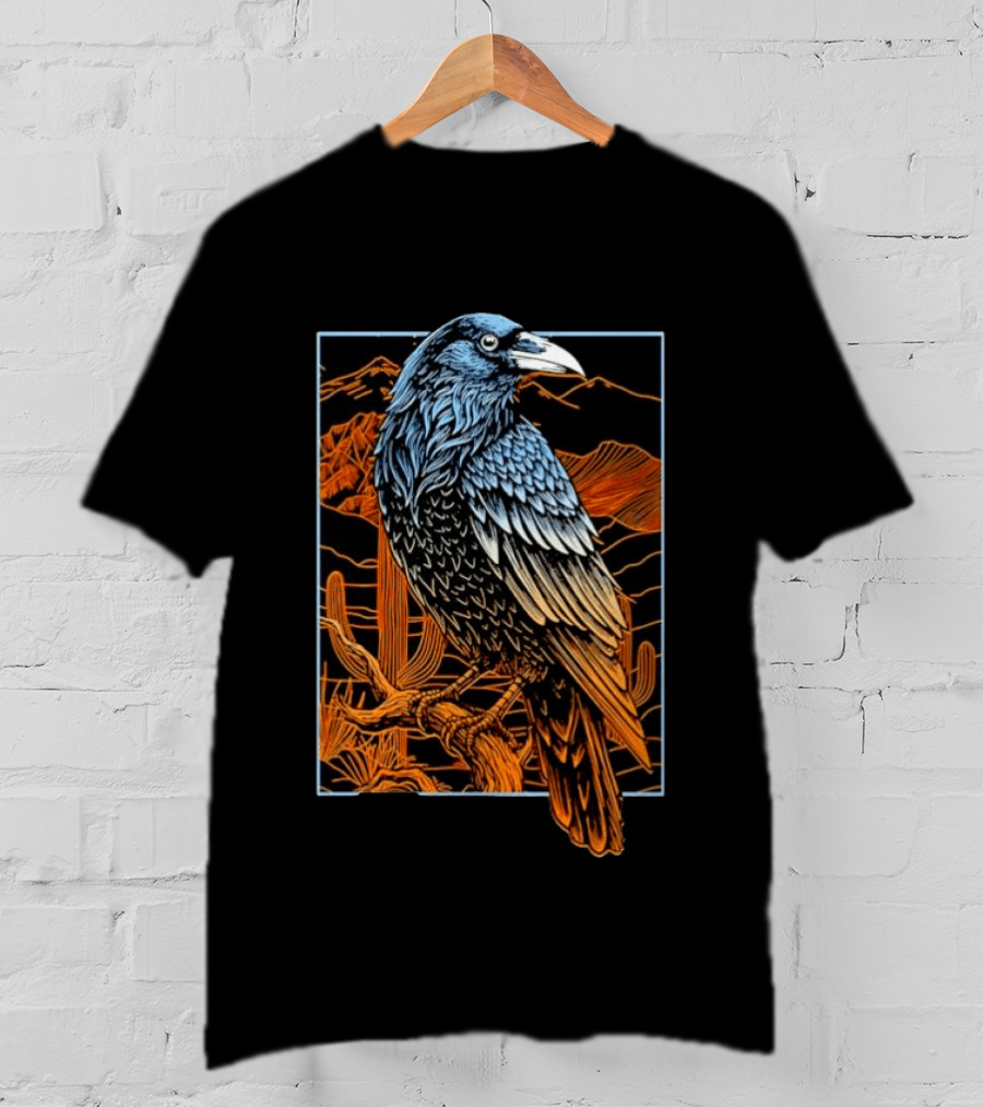 Raven In Southwest Desert Landscape Wildlife Nature Scene T-Shirt