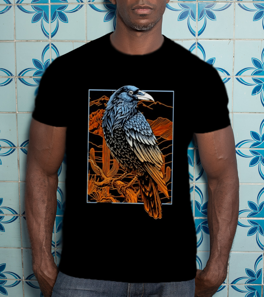 Raven In Southwest Desert Landscape Wildlife Nature Scene T-Shirt