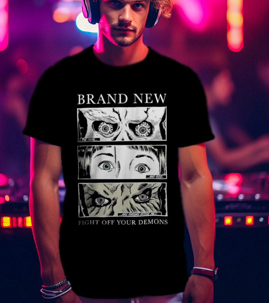 BRAND NEW Fight Off Your Demons Comic Panel Eyes T-Shirt