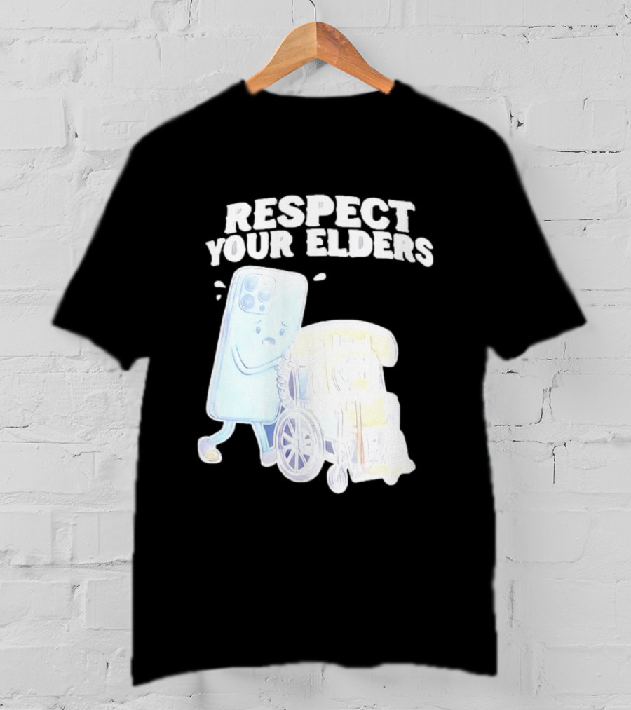Respect Your Elders Smartphone And Vintage Telephone T-Shirt