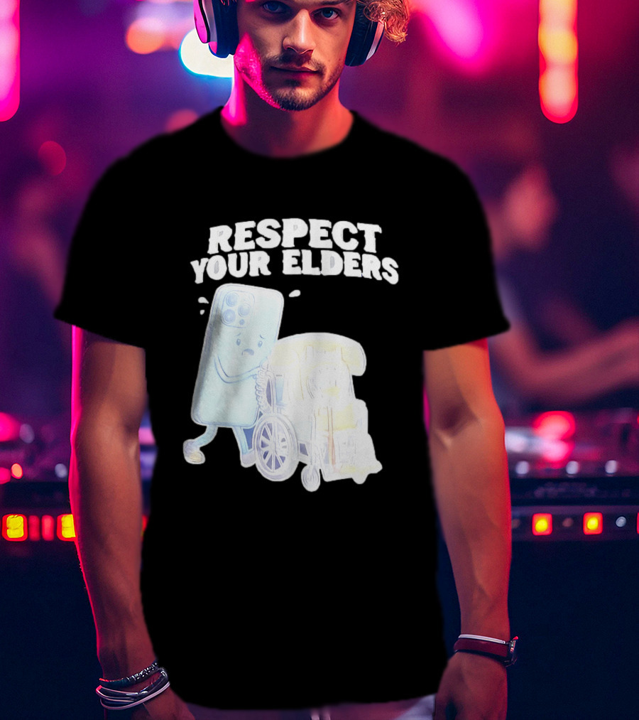 Respect Your Elders Smartphone And Vintage Telephone T-Shirt