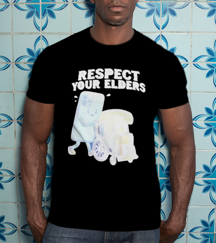 Respect Your Elders Smartphone And Vintage Telephone T-Shirt