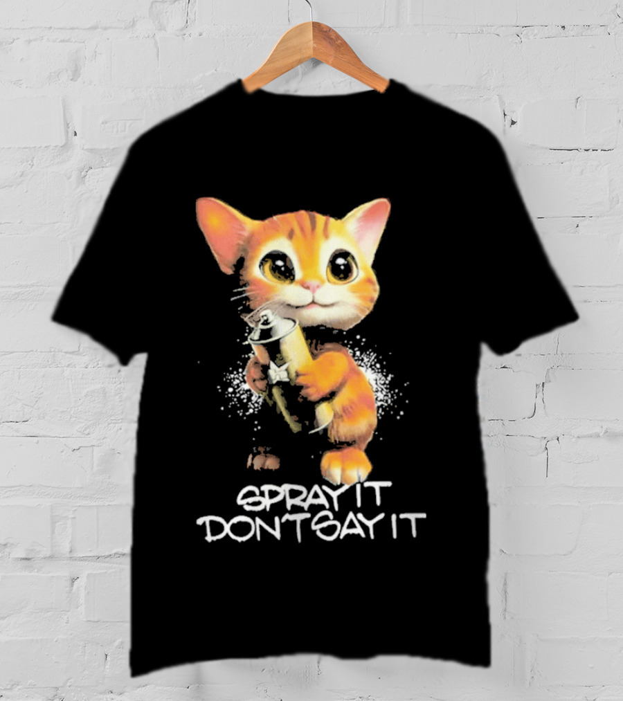 Huf Clothing Spray It Don't Say It Orange Cat With Paintbrush T-Shirt
