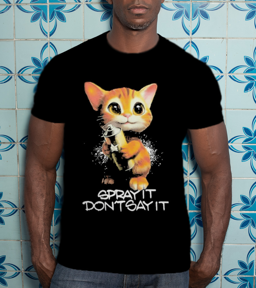 Huf Clothing Spray It Don't Say It Orange Cat With Paintbrush T-Shirt