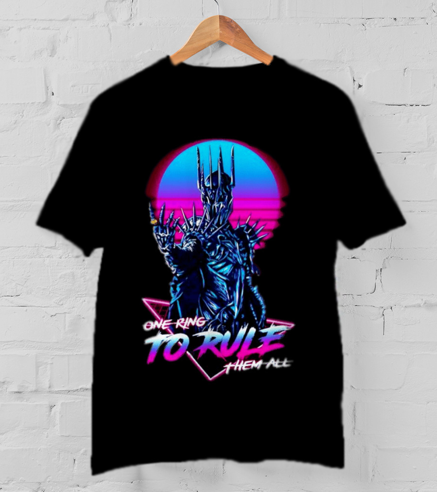 Sauron One Ring To Rule Them All Retro Pink Neon Lord Of The Rings T-Shirt
