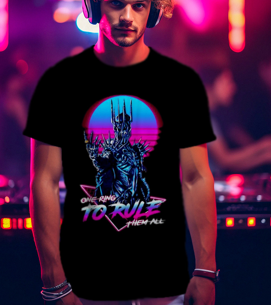 Sauron One Ring To Rule Them All Retro Pink Neon Lord Of The Rings T-Shirt