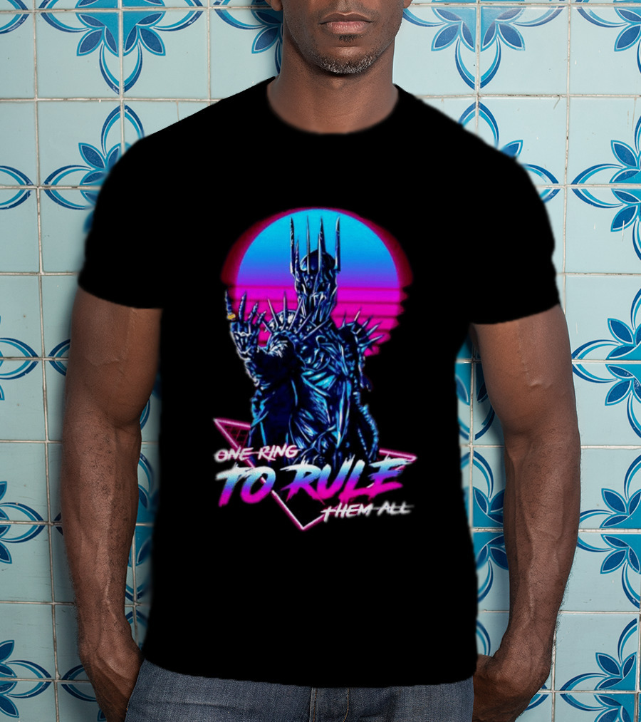 Sauron One Ring To Rule Them All Retro Pink Neon Lord Of The Rings T-Shirt