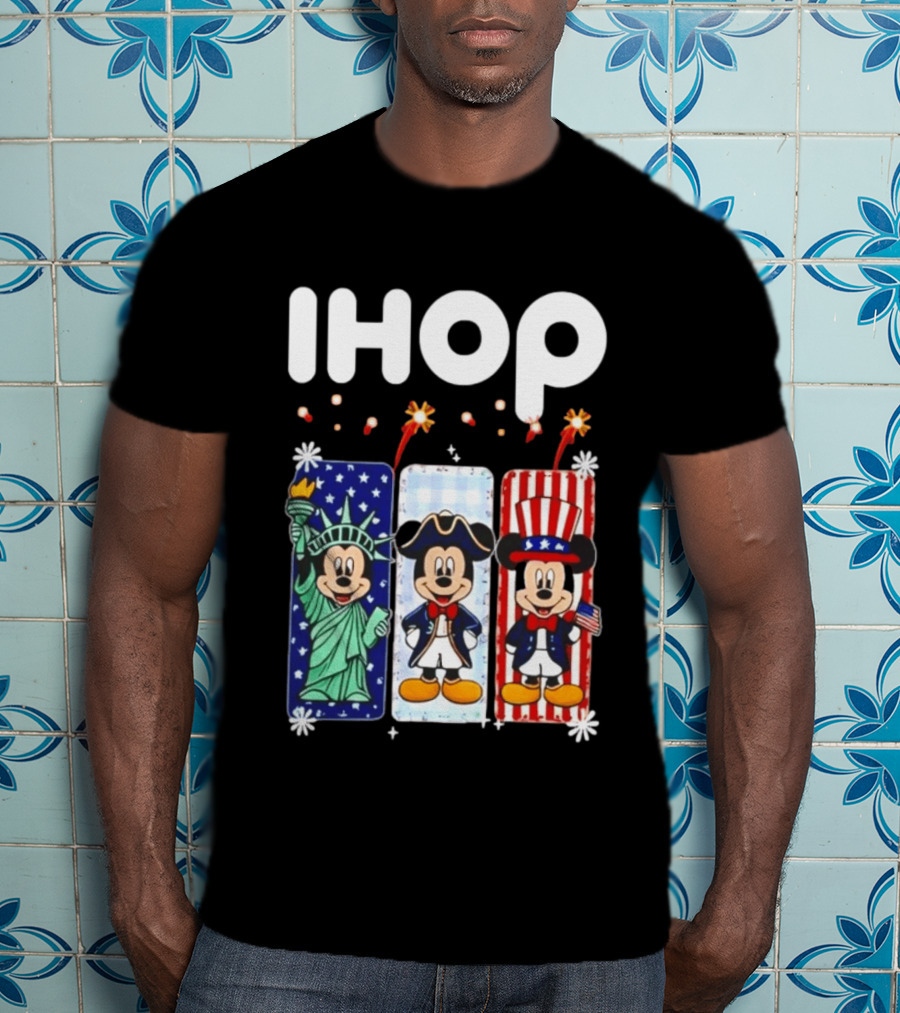 IHOP Mickey Mouse Statue Of Liberty Colonial Patriotic Independence Day T-Shirt