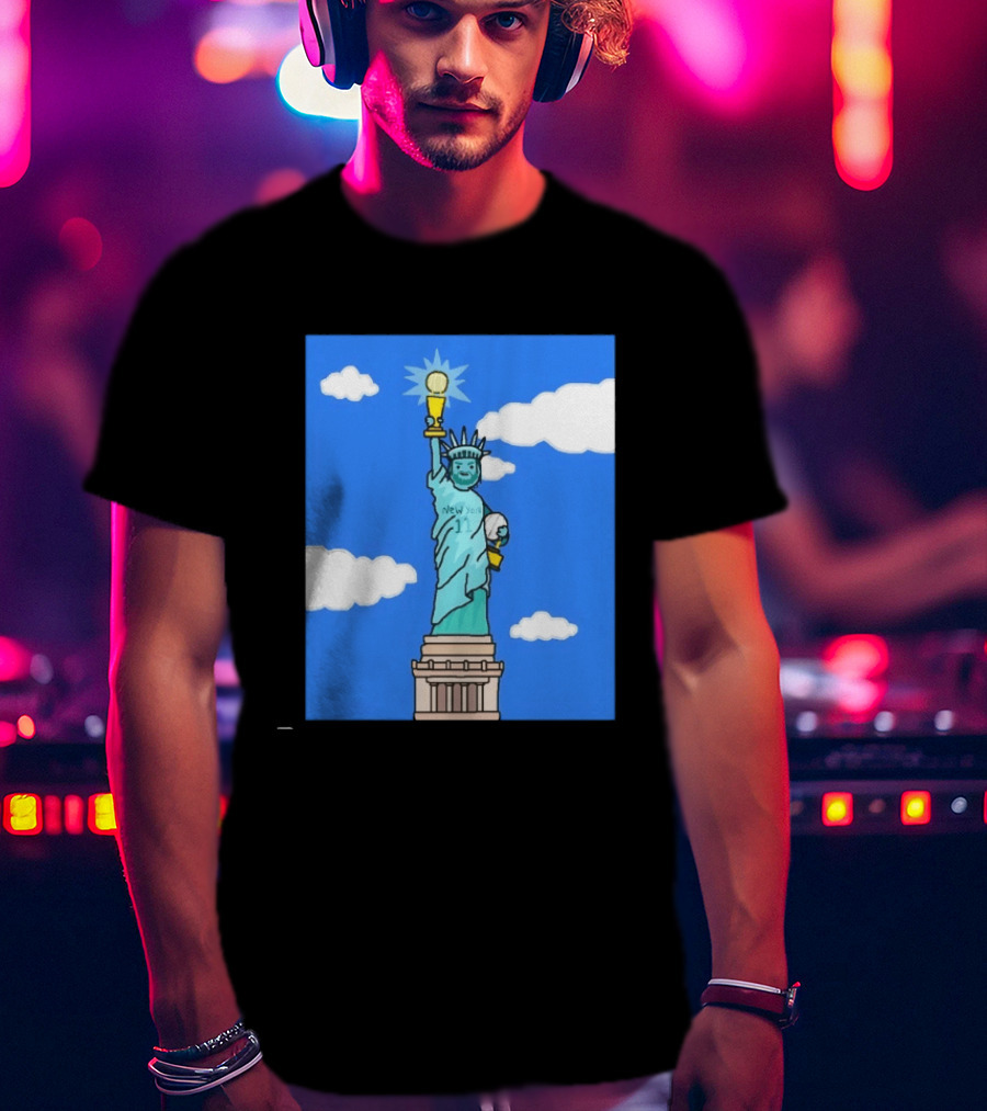 Jalen Brunson Statue Of Liberty New York 11 NBA Trophy T-Shirt