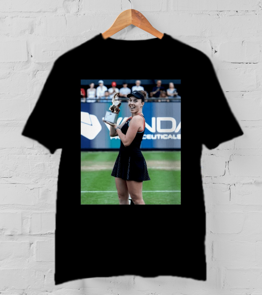 Linda Wins Tennis Title Holding Trophy On Grass Court T-Shirt