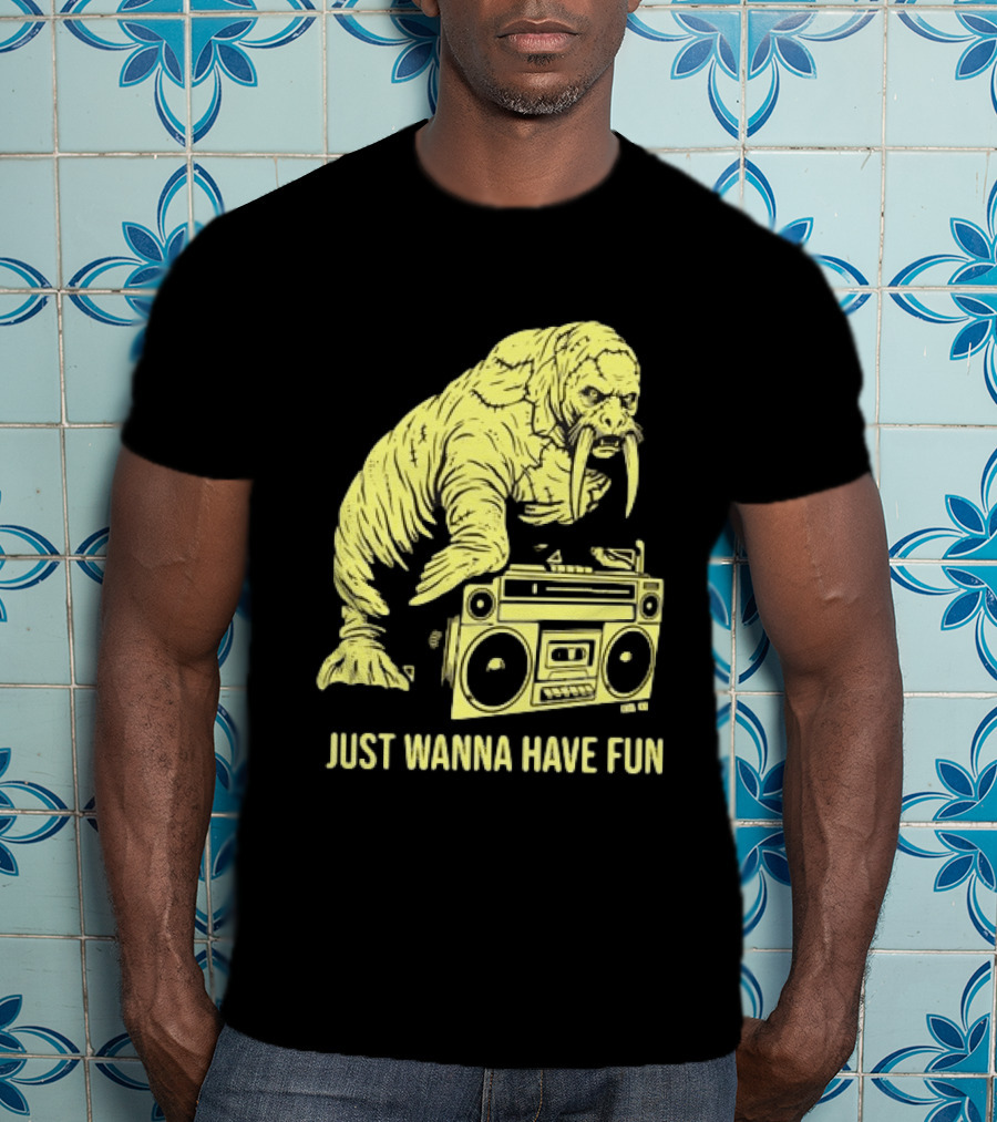 Walrus DJ Just Wanna Have Fun With Boombox T-Shirt