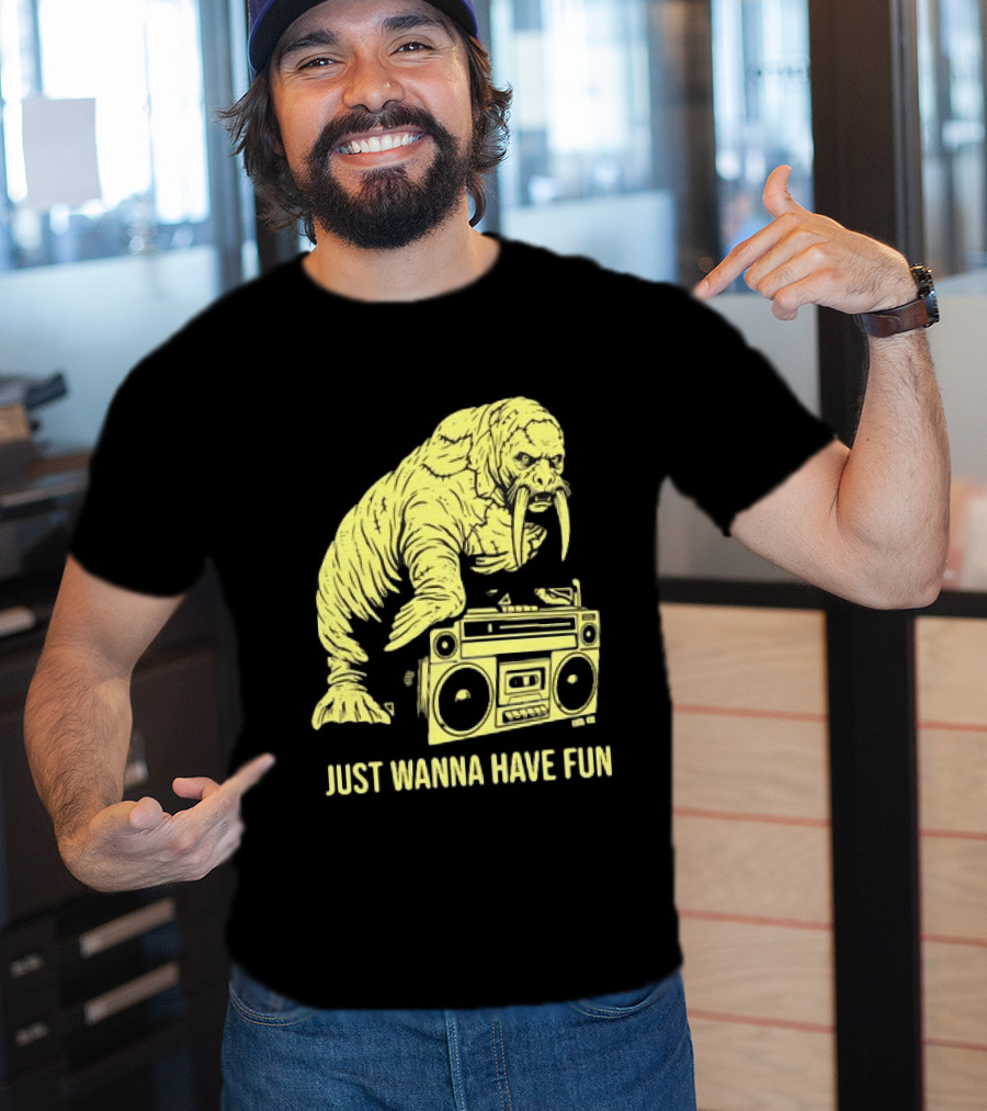 Walrus DJ Just Wanna Have Fun With Boombox T-Shirt