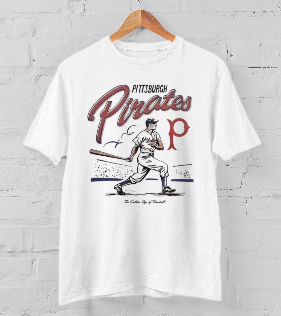 Pittsburgh Pirates Golden Age Scrum Vintage Baseball Player T-Shirt